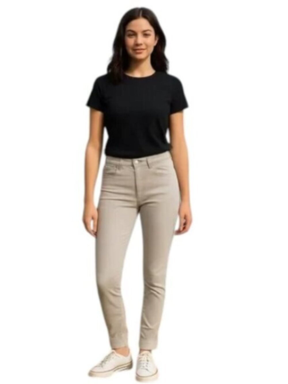 L'Agence Margot Small Beige Cotton Blend Ankle Jeans Stretch Comfy 5 Pockets USA